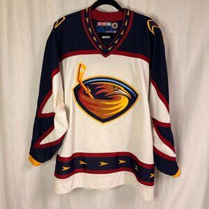 Vintage CCM Atlanta Thrashers NHL Hockey Jersey White Blue XL
